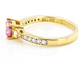 Pre-Owned Colorless and Pink moissanite 14k yellow gold over silver ring 1.00ctw DEW