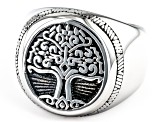 Pre-Owned Stainless Steel Tree of Life Center Design Ring
