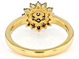 Pre-Owned Champagne Diamond 14k Yellow Gold Over Sterling Silver Cluster Ring 0.50ctw