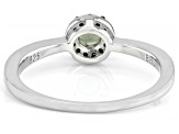 Pre-Owned Green Moldavite Rhodium Over Silver Halo Ring 0.24ctw
