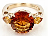 Pre-Owned Orange Madeira Citrine Spinfire™ Cut 10k Yellow Gold Ring 5.57ctw