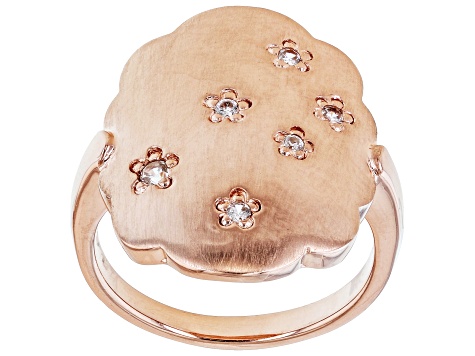 Pre-Owned White Zircon 18k Rose Gold Over Sterling Silver Australian Flag Star Ring 0.14ctw