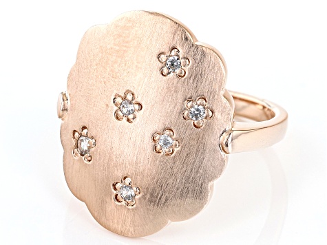 Pre-Owned White Zircon 18k Rose Gold Over Sterling Silver Australian Flag Star Ring 0.14ctw