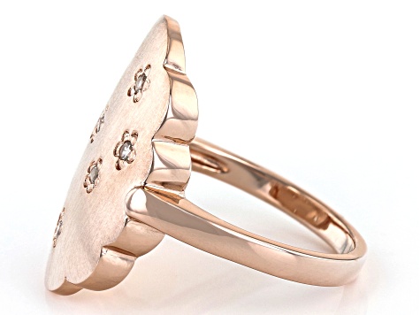 Pre-Owned White Zircon 18k Rose Gold Over Sterling Silver Australian Flag Star Ring 0.14ctw
