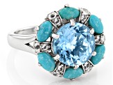 Pre-Owned Sky Blue Glacier Topaz Rhodium Over Silver Ring 5.14ctw