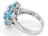 Pre-Owned Sky Blue Glacier Topaz Rhodium Over Silver Ring 5.14ctw
