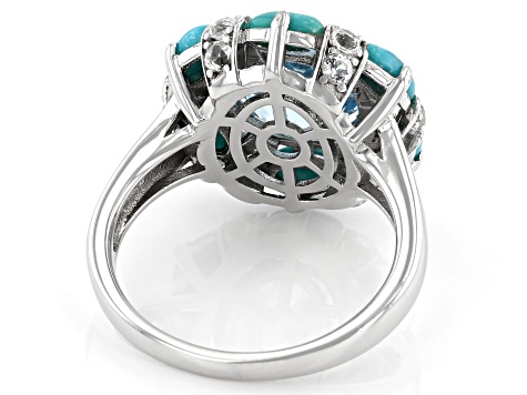 Pre-Owned Sky Blue Glacier Topaz Rhodium Over Silver Ring 5.14ctw