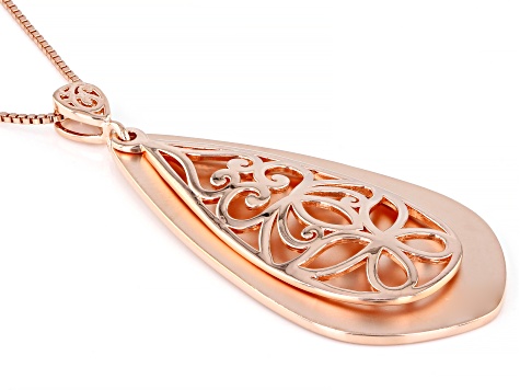Pre-Owned Copper Butterfly Filigree Pendant With Chain