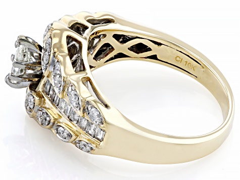 Pre-Owned White Diamond 10k Yellow Gold Center Design Ring 1.00ctw