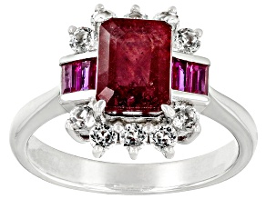 Pre-Owned Mahaleo® Red Ruby Rhodium Over Sterling Silver Ring 2.45ctw