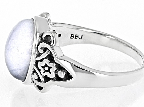 Pre-Owned White Rainbow Moonstone Sterling Silver Solitaire Ring