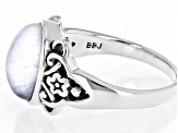 Pre-Owned White Rainbow Moonstone Sterling Silver Solitaire Ring