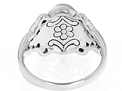 Pre-Owned White Rainbow Moonstone Sterling Silver Solitaire Ring