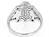 Pre-Owned White Rainbow Moonstone Sterling Silver Solitaire Ring