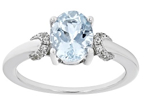 Pre-Owned Blue Aquamarine Rhodium Over Sterling Silver Ring 1.44ctw