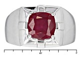 Pre-Owned Red Mahaleo(R) Ruby Rhodium Over Sterling Silver Men's Ring 3.63ct