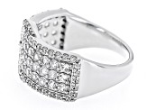 Pre-Owned White Zircon Rhodium Over Sterling Silver Buckle Ring 1.93ctw