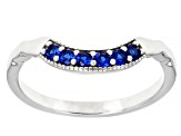 Pre-Owned Blue Lab Created Spinel Rhodium Over Sterling Silver Ring Set 4.39ctw