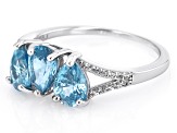 Pre-Owned Blue Zircon Rhodium Over Sterling Silver Ring 3.03ctw