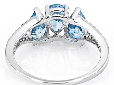 Pre-Owned Blue Zircon Rhodium Over Sterling Silver Ring 3.03ctw