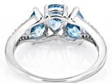 Pre-Owned Blue Zircon Rhodium Over Sterling Silver Ring 3.03ctw