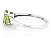 Pre-Owned Green Peridot Rhodium Over Sterling Silver  3-Stone Ring 2.07ctw