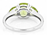 Pre-Owned Green Peridot Rhodium Over Sterling Silver  3-Stone Ring 2.07ctw