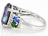 Pre-Owned Multicolor Quartz Rhodium Over Silver Ring 5.26ctw