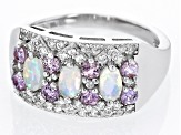 Pre-Owned Multicolor Ethiopian Opal Rhodium Over Sterling Silver Ring 1.44ctw
