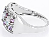 Pre-Owned Multicolor Ethiopian Opal Rhodium Over Sterling Silver Ring 1.44ctw