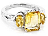 Pre-Owned Yellow Citrine Rhodium Over Sterling Silver ring 4.00ctw