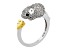 Pre-Owned White Zircon with Black Spinel Rhodium Over Sterling Silver "Year of the Rat" Ring 1.20ctw