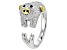 Pre-Owned White Zircon with Black Spinel Rhodium & 18k Yellow Gold Over Silver "Year of the Pig" Rin