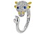 Pre-Owned White Zircon with Lab Blue Spinel Rhodium & 18k Gold Over Silver "Year of the Ox" Ring 1.1