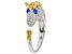 Pre-Owned White Zircon & Lab Blue Spinel Rhodium & 18k Gold Over Silver "Year of the Horse" Ring 1.1