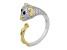 Pre-Owned White Zircon Rhodium and 18k Yellow Gold Over Sterling Silver "Year of the Dog" Ring 1.23c