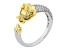 Pre-Owned White Zircon Rhodium and 18k Yellow Gold Over Sterling Silver "Year of the Dragon" Ring 0.