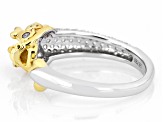 Pre-Owned White Zircon Rhodium and 18k Yellow Gold Over Sterling Silver "Year of the Dragon" Ring 0.