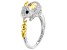 Pre-Owned White Zircon with Black Spinel Rhodium Over Sterling Silver "Year of the Rabbit" Ring .99c