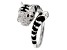 Pre-Owned White Zircon with Garnet Rhodium Over Sterling Silver "Year of the Tiger" Ring .55ctw