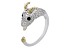 Pre-Owned White Zircon with Black Spinel Rhodium & 18k Yellow Gold Over Silver "Year of the Goat" Ri