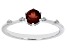 Pre-Owned Red Garnet with White Zircon Rhodium Over Sterling Silver January Birthstone Ring .62ctw