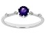 Pre-Owned Purple Amethyst With White Zircon Rhodium Over Sterling Silver February Birthstone Ring .4