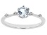 Pre-Owned Blue Aquamarine with White Zircon Rhodium Over Sterling Silver March Birthstone Ring .45ct