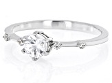 Pre-Owned White Zircon Rhodium Over Sterling Silver April Birthstone Ring .67ctw