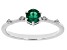 Pre-Owned Green Lab Emerald With White Zircon Rhodium Over Sterling Silver May Birthstone Ring .45ct