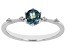 Pre-Owned Blue Lab Alexandrite With White Zircon Rhodium Over Sterling Silver June Birthstone Ring .