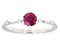 Pre-Owned Red Ruby With White Zircon Rhodium Over Sterling Silver July Birthstone Ring .75ctw