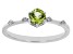 Pre-Owned Green Peridot With White Zircon Rhodium Over Sterling Silver August Birthstone Ring .58ctw