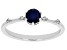 Pre-Owned Blue Sapphire With White Zircon Rhodium Over Sterling Silver September Birthstone Ring .67